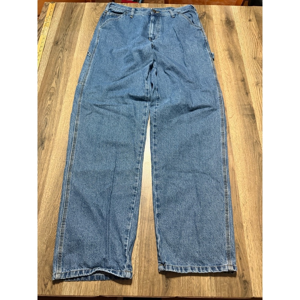 Rugged Wear Jeans, Men's Size 33x34, Blue, Denim, Straight Leg, Pockets